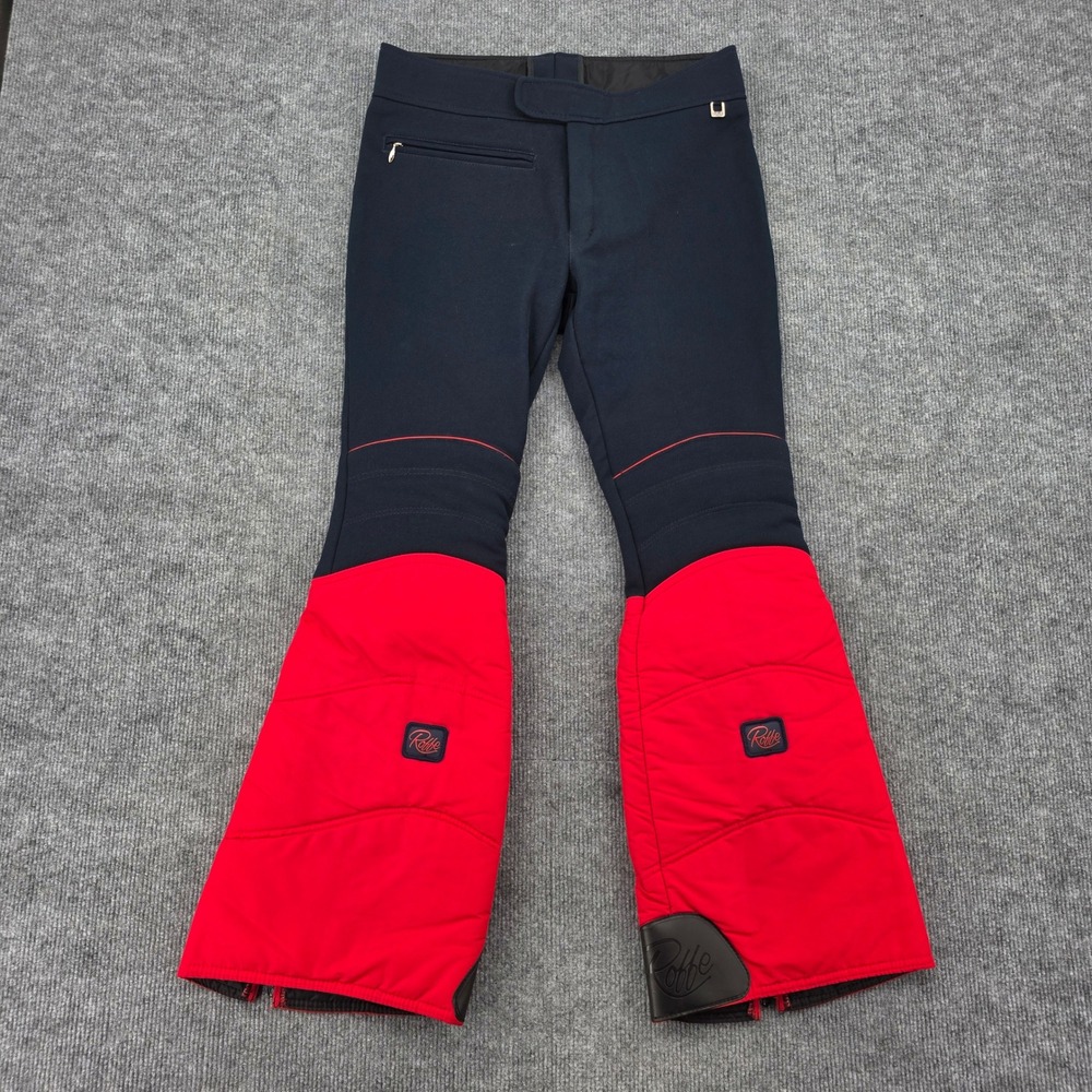 Roffe Mens Olympic Ski Pants 32 Regular Navy Blue Red Made in USA 4080 Vintage